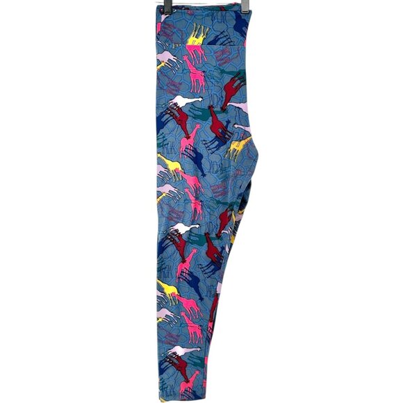 LuLaRoe Leggings Womens Tall and Curvy Blue Multicolor Giraffes Size 12-22 Soft - Picture 7 of 9
